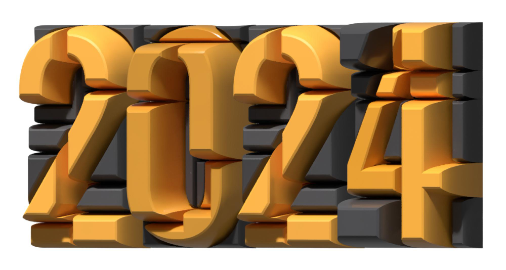 2024 Alphabet Number 3d Render Isometric Abstract Composition Shapes 